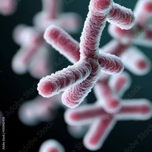 Bacterial plasmid replication, genetic material duplication, 3D rendering photo