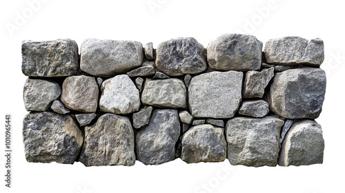Low stone wall fence isolated on transparent background, , clipping paths for design and decoration