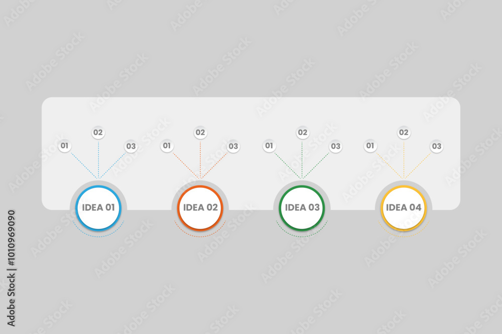 Creative Four-Step Flowchart for Idea Presentation Creative Four-Step Flowchart for Idea Presentation