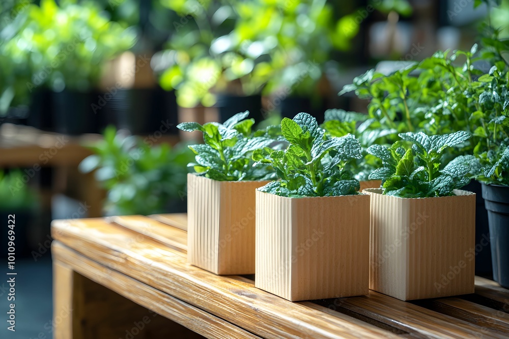 Fresh Herbs in Eco-Friendly Pots Fresh Herbs in Eco-Friendly Pots