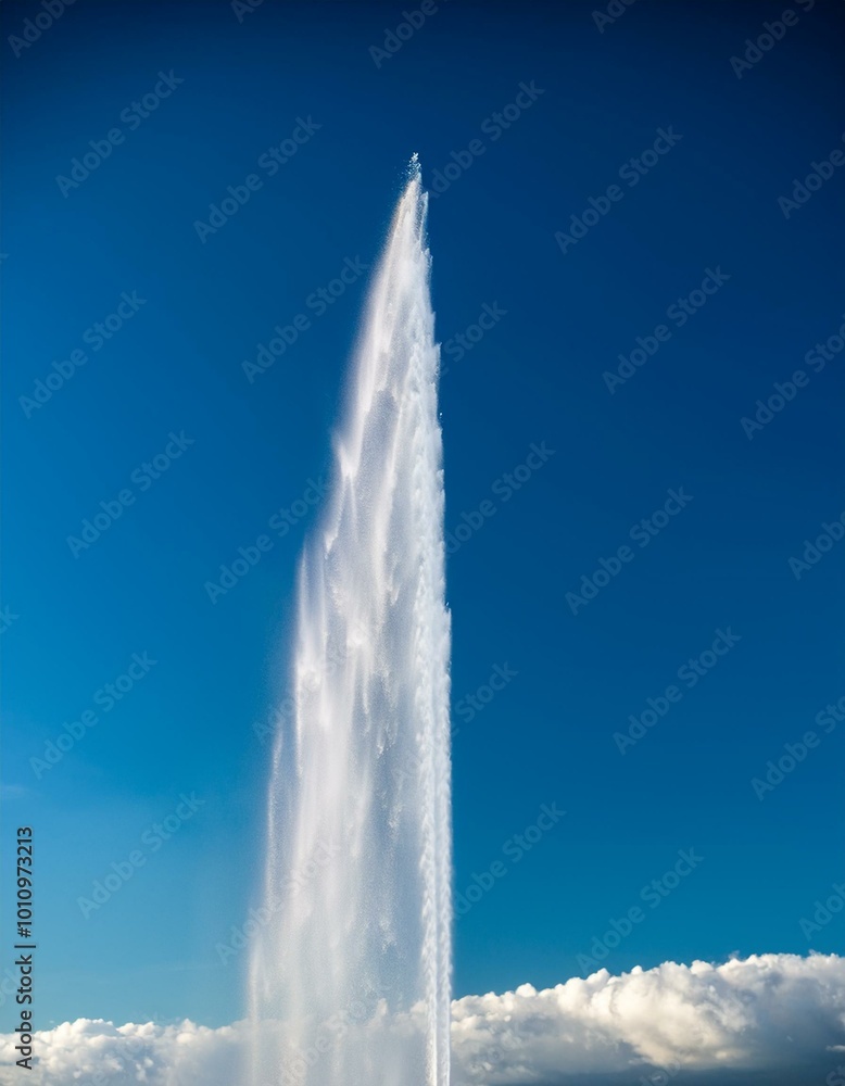 A water jet shooting high into the blue sky from a fountain, symbolizing controlled power and beauty A water jet shooting high into the blue sky from a fountain, symbolizing controlled power and beauty