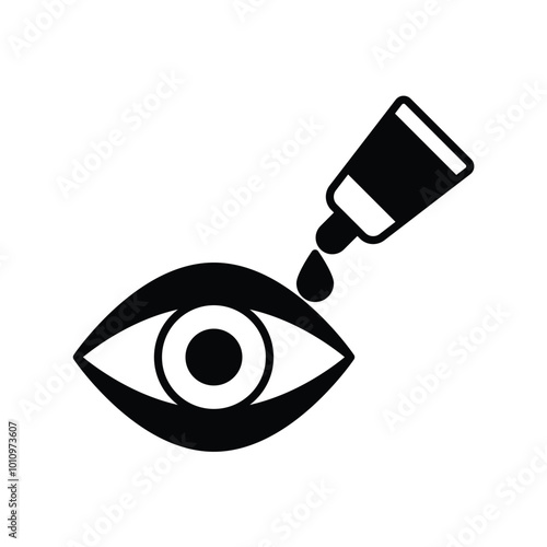eye with drops glyph icon with white background vector stock illustration