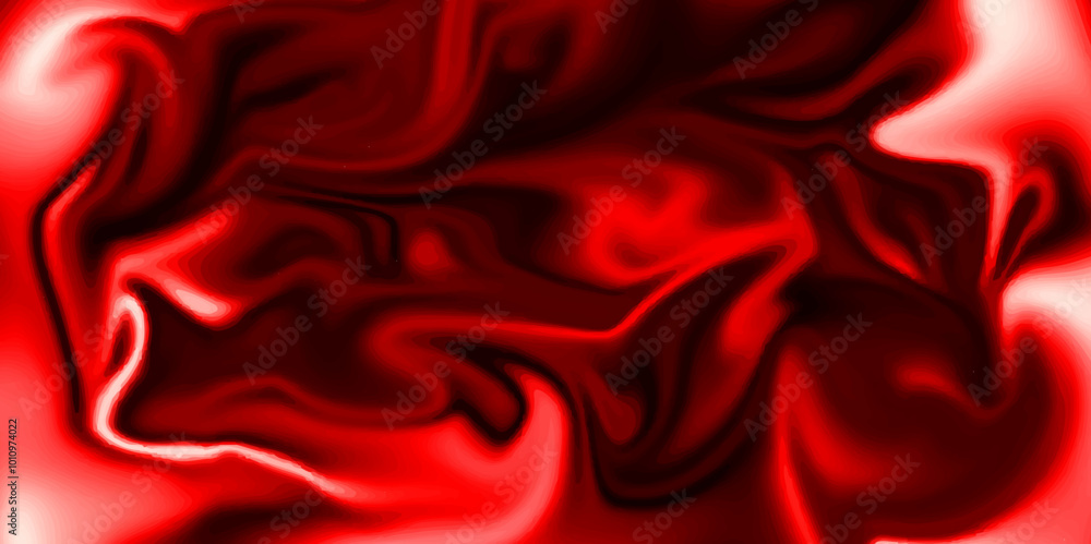 Fototapeta premium Red silk draped fabric background with Realistic 3d vector illustration. Romantic shiny silk fabric in realistic style. Unique abstract liquified design imitating smooth silk cloth.