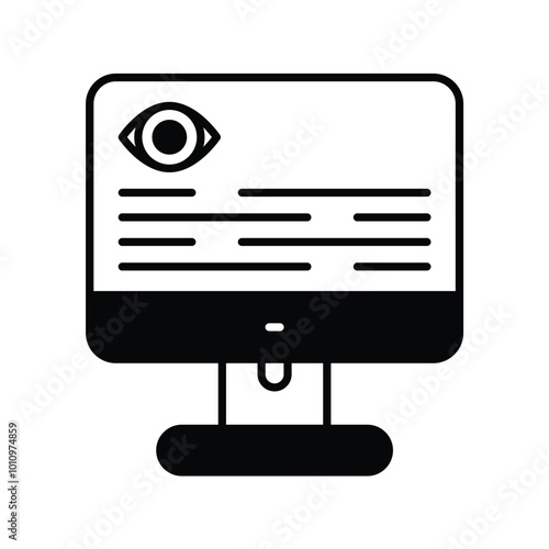 eye test glyph icon with white background vector stock illustration