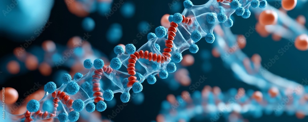 Prokaryotic gene expression in stressful environments, adaptation, 3D rendering Prokaryotic gene expression in stressful environments, adaptation, 3D rendering