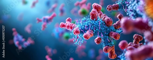 Prokaryotic gene expression in stressful environments, adaptation, 3D rendering