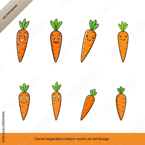 Carrot Vegetable cartoon vector art set Design 