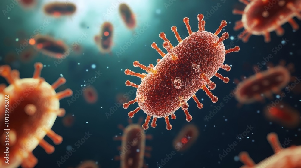 Prokaryotic life under UV radiation, survival mechanisms, 3D rendering Prokaryotic life under UV radiation, survival mechanisms, 3D rendering