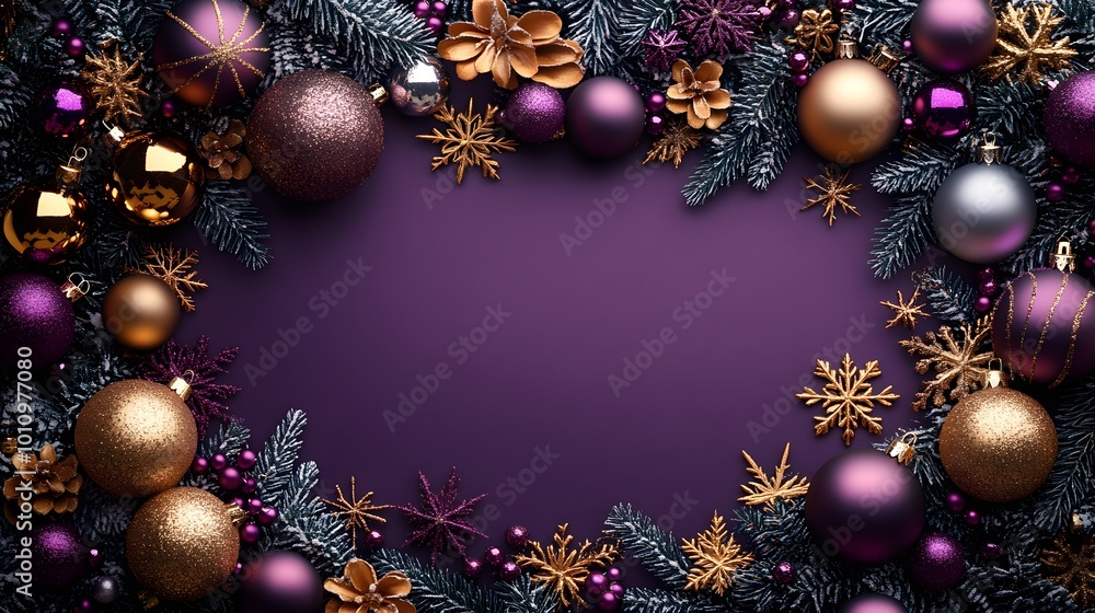 Modern Holiday Banner with Festive Decorations and Text Space Modern Holiday Banner with Festive Decorations and Text Space