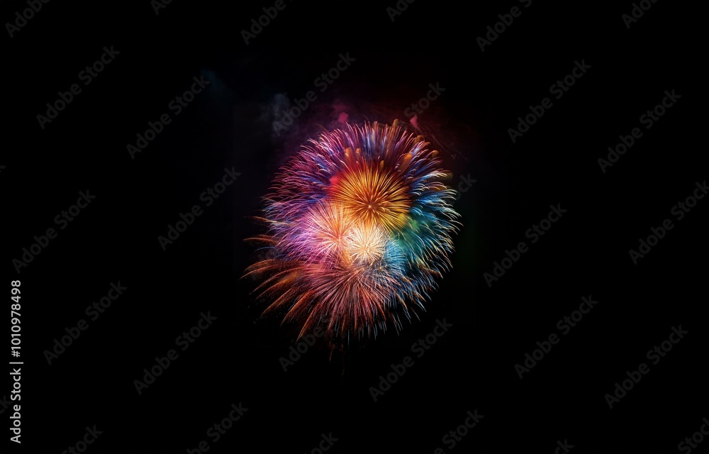 Fototapeta premium Colorful firework display exploding in the night sky.