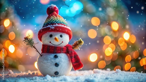 Festive snowman in a cheerful Christmas hat adds joy to your holiday celebrations. Perfect for winter decor and spreading warm greetings this Merry Christmas season!