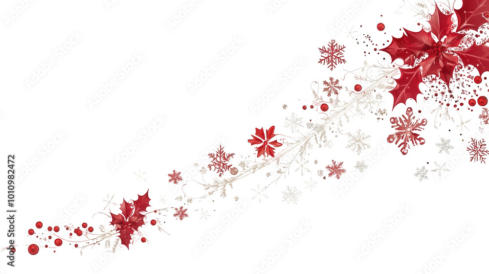 Christmas Card with Elegant Design and Festive Elements, Perfect for Holiday Greetings, PNG File, Transparent Background.