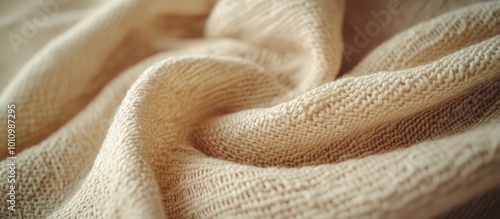 Close-up of a Creamy Knitted Fabric