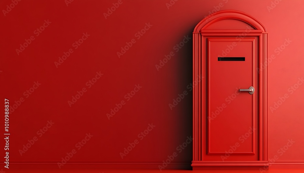 Red Door in a Red Room with an Arched Top Red Door in a Red Room with an Arched Top