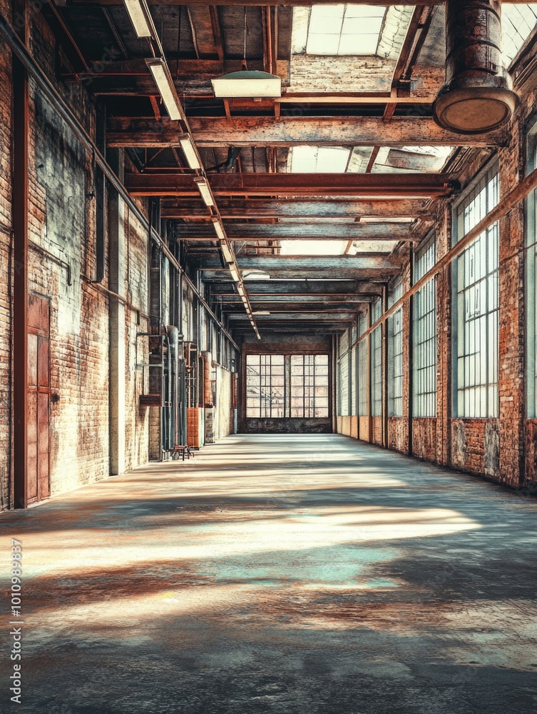 Empty Industrial Building with Windows Empty Industrial Building with Windows