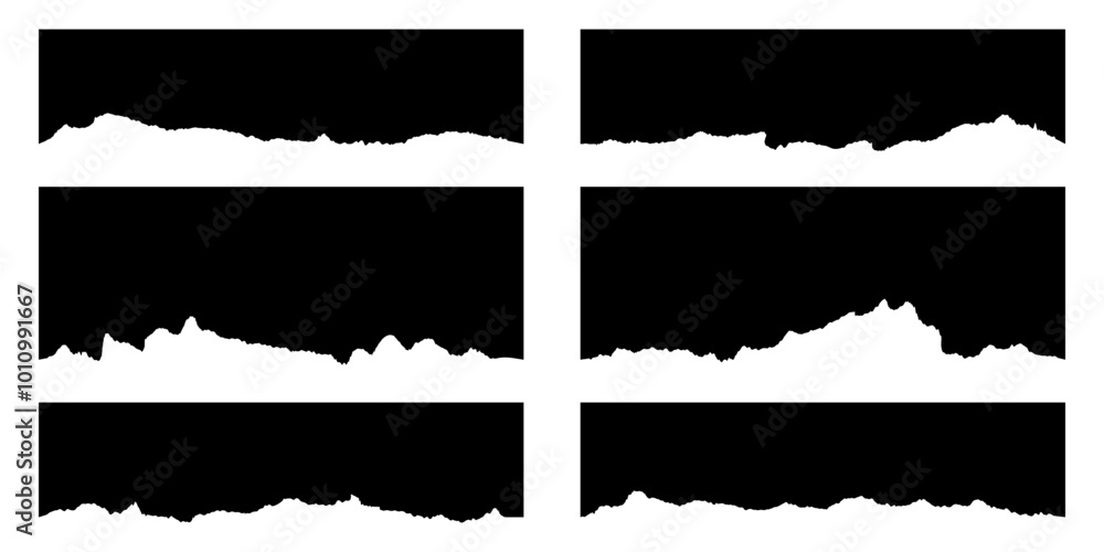 Set of border, divider shapes, banners with ripped, torn edge vector illustration