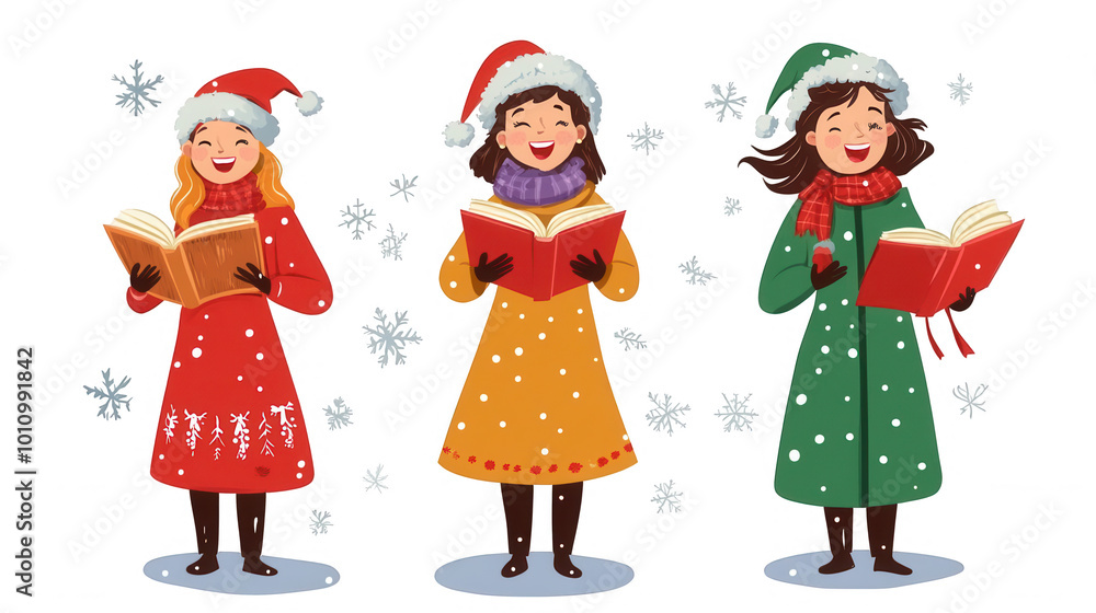 Christmas Caroler Singing a Song, Joyful Holiday Tradition for Christmas Festival, PNG File, Transparent Background Christmas Caroler Singing a Song, Joyful Holiday Tradition for Christmas Festival, PNG File, Transparent Background