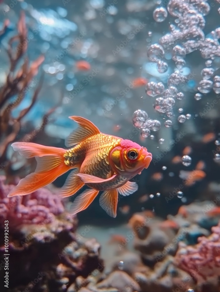 Goldfish Swimming in Aquarium Goldfish Swimming in Aquarium