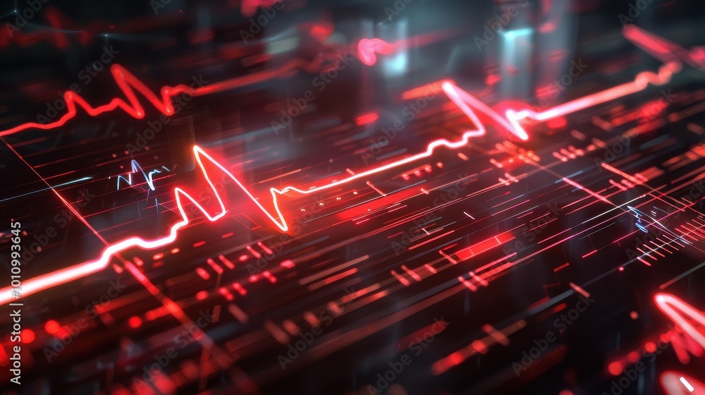 3d rendering of electrocardiogram on a dark background. 3d rendering of electrocardiogram on a dark background.
