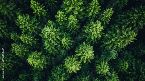 Aerial View of Dense Green Forest Canopy