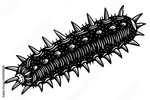 Sea cucumber silhouette. Vector illustration 