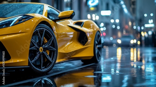 Sleek Orange Sports Car with Chrome Wheels at Luxury Auto Show