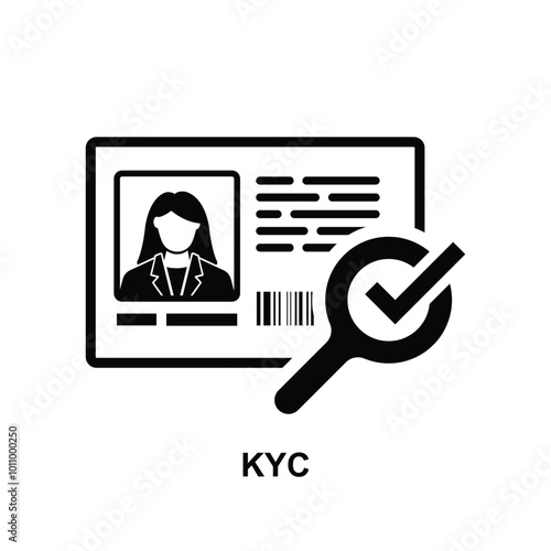 KYC icon. The black kya symbol isolate on background vector illustration. Know Your Customer standards are designed to protect financial institutions against fraud, corruption, money laundering and te