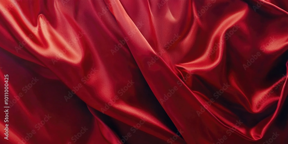 Red satin fabric close-up Red satin fabric close-up
