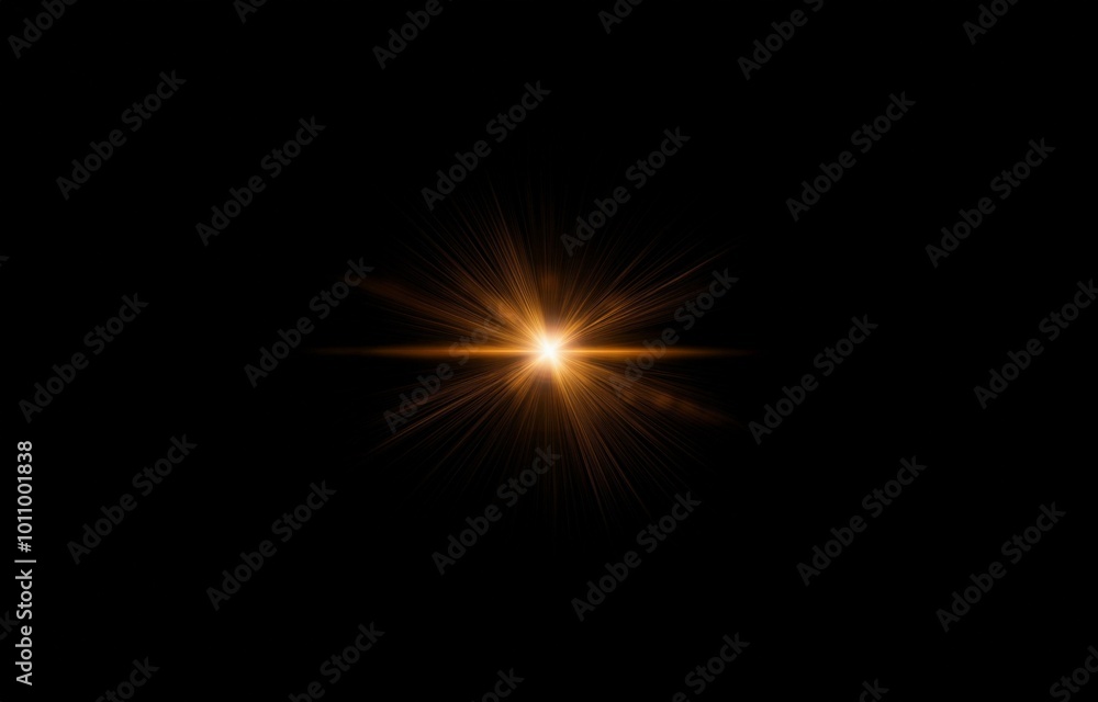 A bright, golden light explodes in the center of a black background. A bright, golden light explodes in the center of a black background.