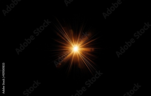 A bright light with orange rays radiating outward against a dark backdrop.