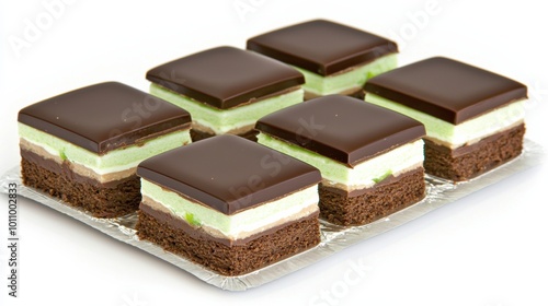 Delicious layered chocolate mint dessert squares