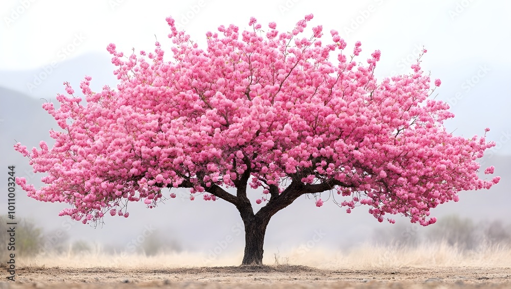Obraz premium a tree with pink flowers