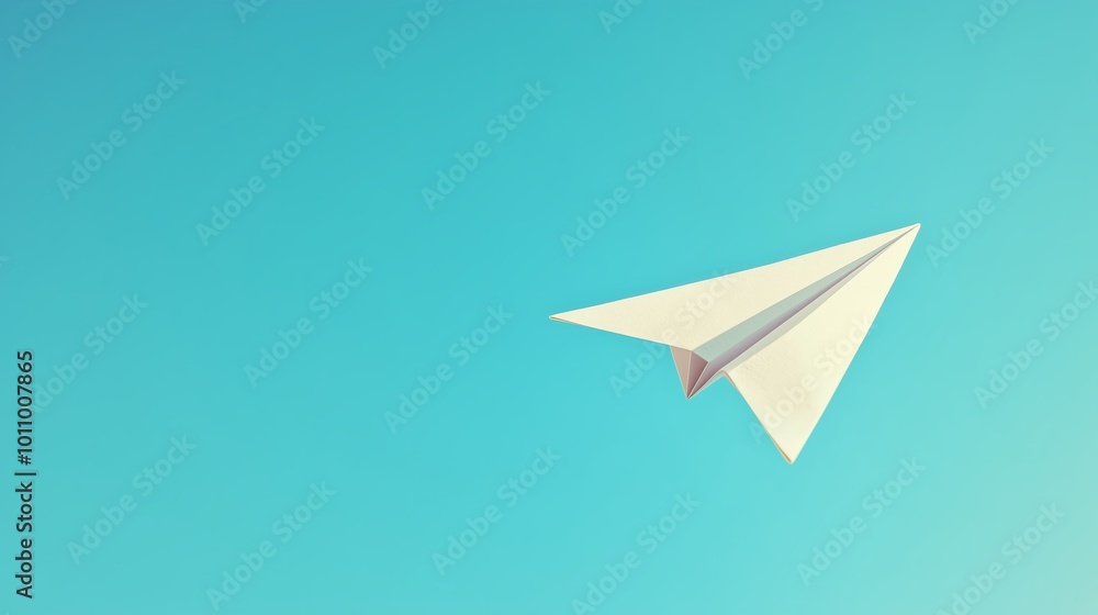 Isolated paper airplane on a clear blue sky background. Isolated paper airplane on a clear blue sky background.