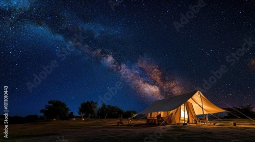 Nighttime Tent with Milky Way