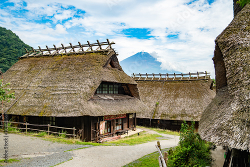 Saiko Iyashi no Sato Nenba, traditional village with Mount Fuji view, in Fujikawaguchiko, Saiko, Japan photo