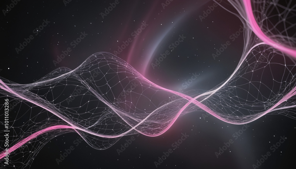 Pink digital brainwaves in space, good for neural connections, neural network portrayal and artificial intelligence Pink digital brainwaves in space, good for neural connections, neural network portrayal and artificial intelligence