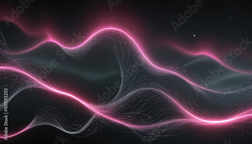 Pink digital brainwaves in space, good for neural connections, neural network portrayal and artificial intelligence