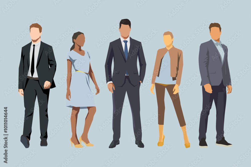 Business people. Group of business men and women, isolated flat design illustration
