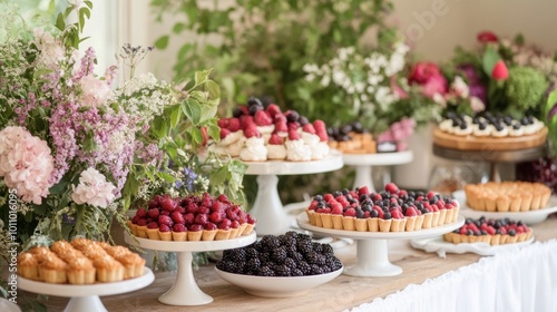 A beautiful dessert buffet featuring Northern sweets like berry tarts and pastries, perfect for a special occasion.