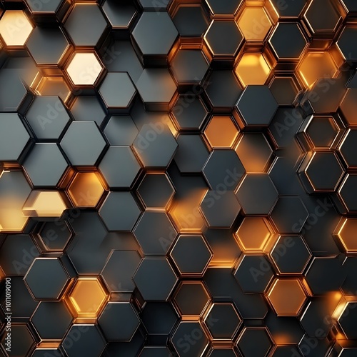 Abstract black texture background hexagon digital illustration painting artwork, generative ai