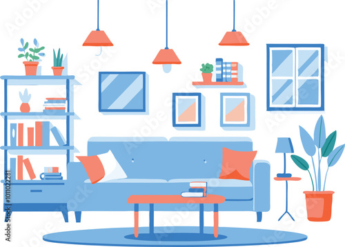 Four Colorful Sofas with Pillows Illustration