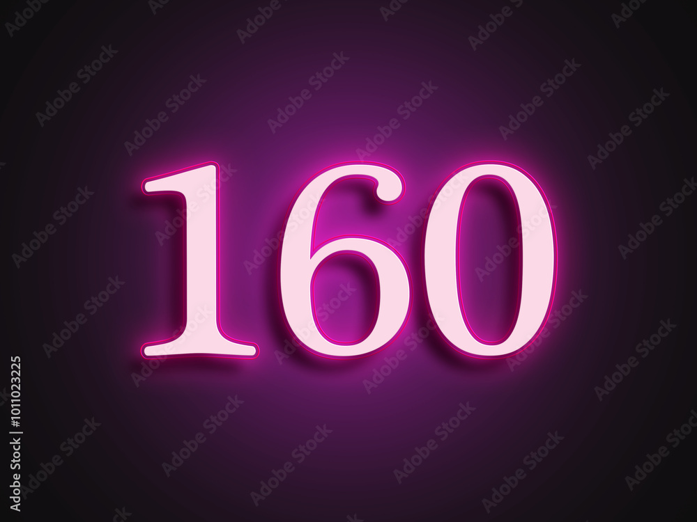 Pink glowing Neon light text effect of number 160. Pink glowing Neon light text effect of number 160.
