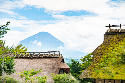 Saiko Iyashi no Sato Nenba, traditional village with Mount Fuji view, in Fujikawaguchiko, Saiko, Japan photo