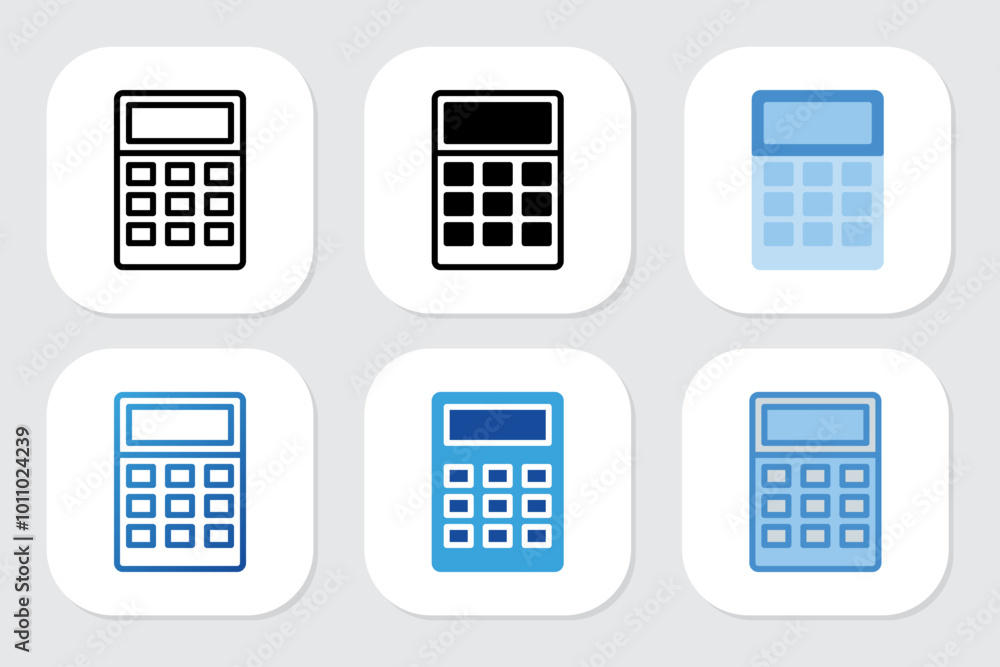 Calculator icons with various design styles Calculator icons with various design styles