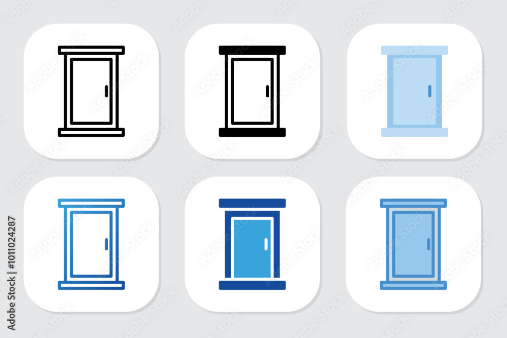 Door icons with various design styles Door icons with various design styles