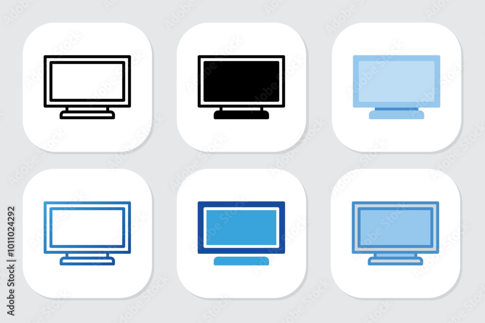 Monitor icons with various design styles Monitor icons with various design styles