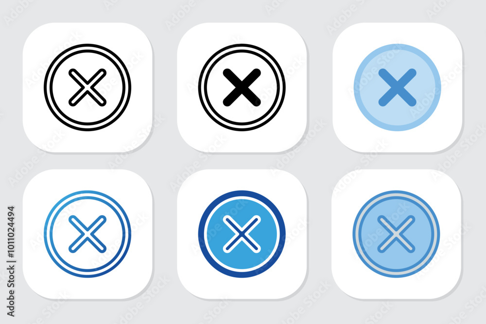 Cancel icons with various design styles Cancel icons with various design styles