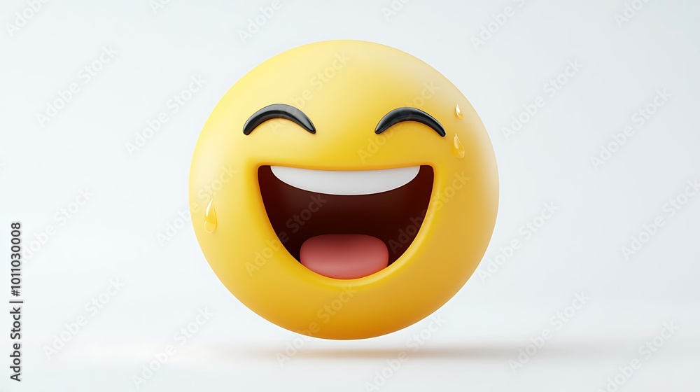 Fototapeta premium 3D Laughing Yellow Face Emoji