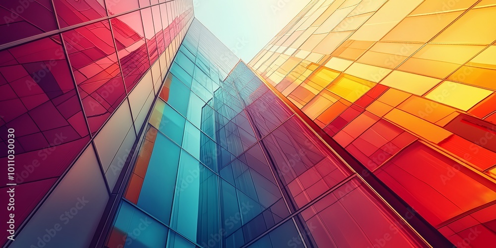 Obraz premium abstract architecture with building angles and geometric forms, modern cityscape background with futuristic design, innovative patterns and urban structure in creative architectural perspective