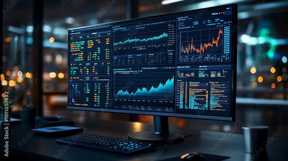 Business Financial Dashboard Displaying Stock Market Data for Analytics and Investment Research Business Financial Dashboard Displaying Stock Market Data for Analytics and Investment Research
